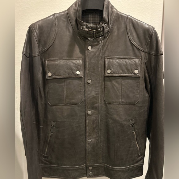 Men's Dark Gray Leather Jacket